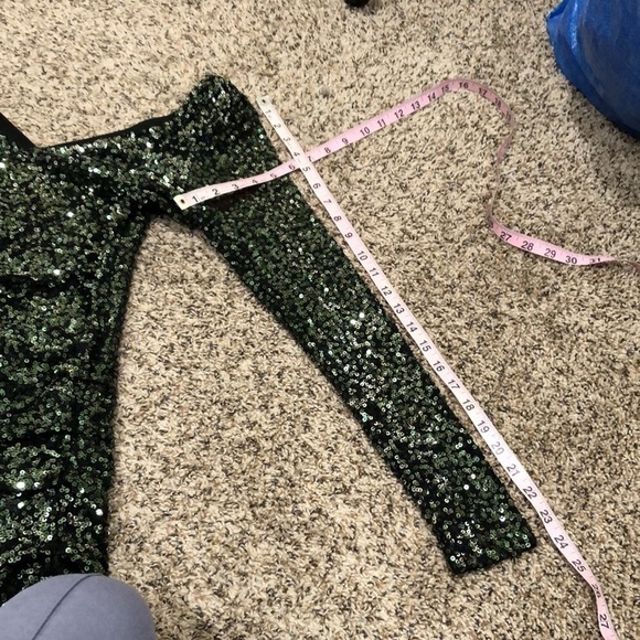 Badgley Mischka Sequin Shamrock Pencil Dress Size Small Green - Picture 10 of 10